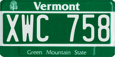 VT license plate XWC758