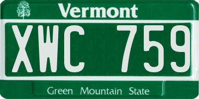 VT license plate XWC759