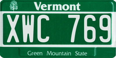 VT license plate XWC769