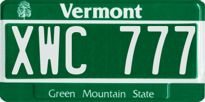 VT license plate XWC777