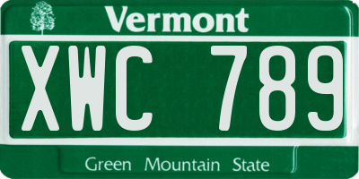 VT license plate XWC789