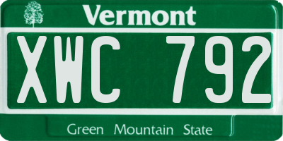 VT license plate XWC792
