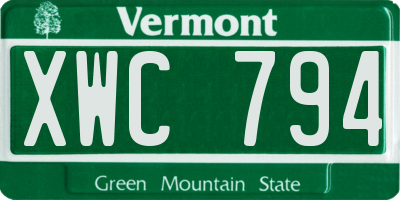VT license plate XWC794
