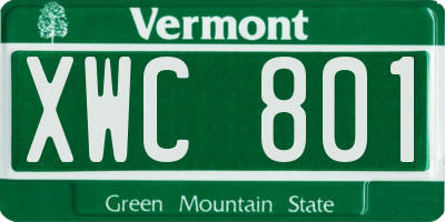 VT license plate XWC801
