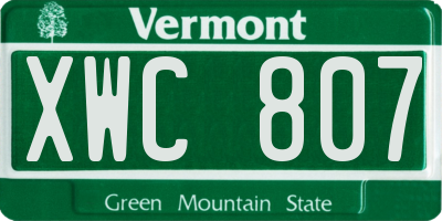 VT license plate XWC807