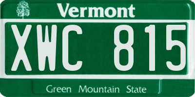 VT license plate XWC815
