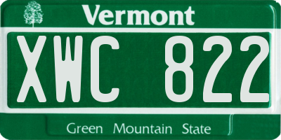 VT license plate XWC822