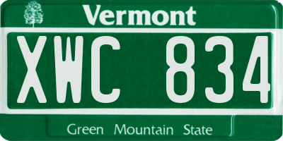 VT license plate XWC834