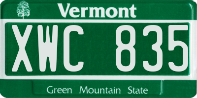 VT license plate XWC835