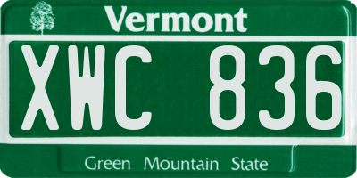 VT license plate XWC836