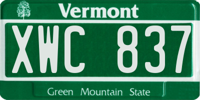 VT license plate XWC837