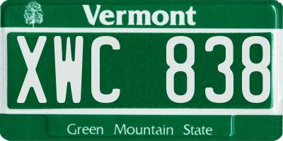 VT license plate XWC838
