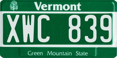 VT license plate XWC839