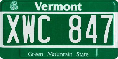 VT license plate XWC847
