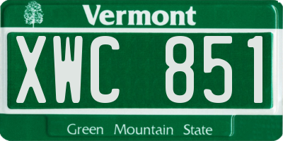 VT license plate XWC851