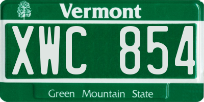 VT license plate XWC854