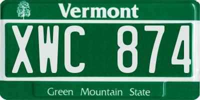 VT license plate XWC874