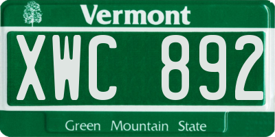 VT license plate XWC892
