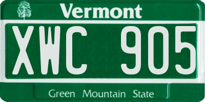 VT license plate XWC905