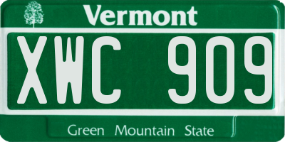 VT license plate XWC909