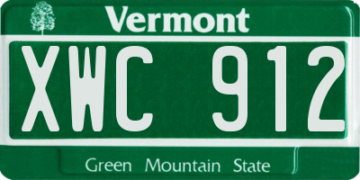 VT license plate XWC912