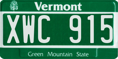 VT license plate XWC915