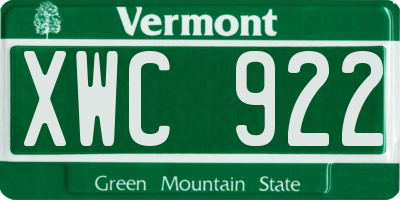 VT license plate XWC922