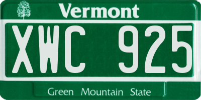 VT license plate XWC925