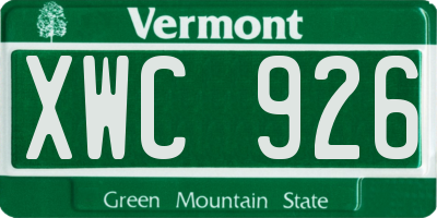 VT license plate XWC926