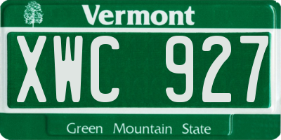 VT license plate XWC927