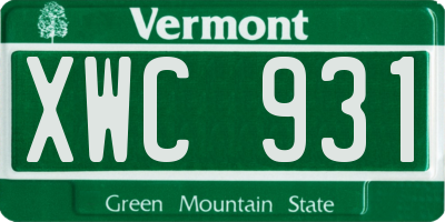 VT license plate XWC931