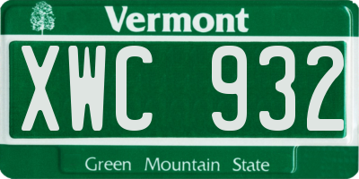 VT license plate XWC932