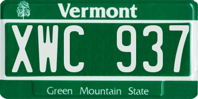VT license plate XWC937