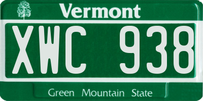 VT license plate XWC938