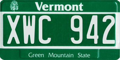 VT license plate XWC942
