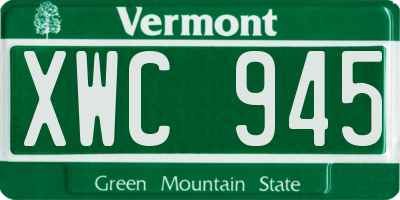 VT license plate XWC945