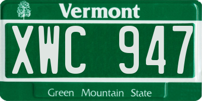 VT license plate XWC947