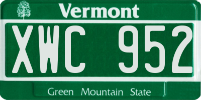 VT license plate XWC952