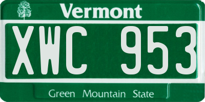 VT license plate XWC953