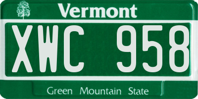 VT license plate XWC958