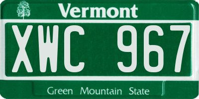 VT license plate XWC967