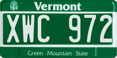 VT license plate XWC972
