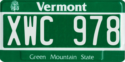 VT license plate XWC978