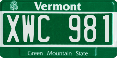 VT license plate XWC981