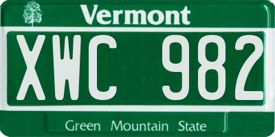 VT license plate XWC982