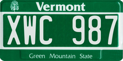 VT license plate XWC987