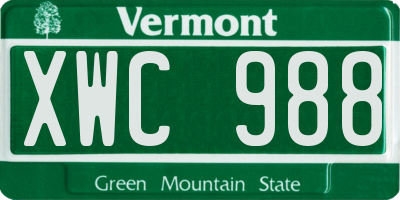 VT license plate XWC988