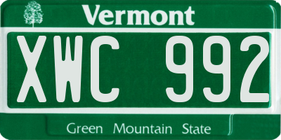 VT license plate XWC992