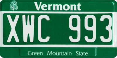 VT license plate XWC993