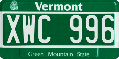 VT license plate XWC996